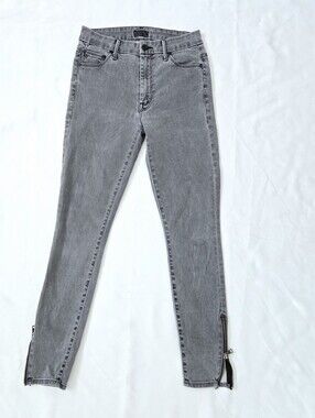 Mother High Waisted Looker Ankle Zip Gray Shadows & Light Street Style Size 26
